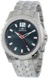 Invicta Men's Quartz Watch with Black Dial Analogue Display and Silver Stainless Steel Bracelet 15201