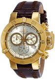 Invicta Subaqua Women's Quartz Watch with Beige Dial Chronograph display on Brown Leather Strap 80536