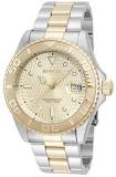 Invicta Men's Automatic Watch with Gold Dial Analogue Display and Stainless Steel Bracelet
