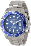 Invicta Men's Pro Diver Quartz Watch with Blue Dial Chronograph Display and Silver Stainless Steel Bracelet 12563