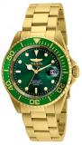 Invicta 24948 Men's Pro Diver Green Dial Yellow Gold Steel Bracelet Quartz Dive Watch