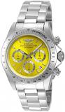 Invicta Men's Quartz Watch with Yellow Dial Chronograph Display and Silver Stainless Steel Bracelet 14383