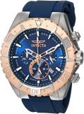 Invicta Men's Aviator Stainless Steel Quartz Watch with Silicone Strap, Blue, Bl...