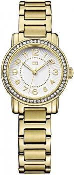 Tommy Hilfiger Rose Women's Quartz Watch with White Dial Analogue Display and Gold Stainless Steel Gold Plated Bracelet 1781477