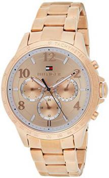 Tommy Hilfiger Womens Quartz Watch, multi dial Display and Rose Gold Strap 1781642