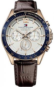 Tommy Hilfiger Mens Quartz Watch, multi dial Display and Leather Strap 1791118