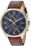 Tommy Hilfiger Mens Quartz Watch, multi dial Display and Leather Strap 1791275