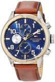 Tommy Hilfiger Mens Quartz Watch, multi dial Display and Leather Strap 1791137