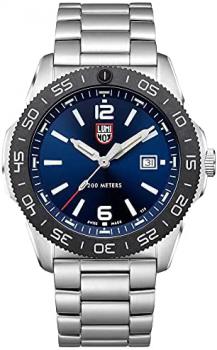 Luminox Men&#39;s Navy Seal Pacific Diver 3120 Series Silver Stainless Steel Oyster Band Blue Dial Quartz Analog Watch