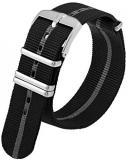 Luminox Men's Black & Gray Webbing Nylon Strap Stainless Steel 4 Loops Watch Band