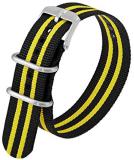 Luminox Men&#39;s Scott Cassell Black &amp; Yellow Webbing NATO Nylon Strap Stainless Steel 2 loops Watch Band