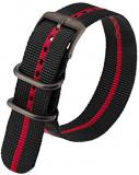 Luminox Men&#39;s Black &amp; Red Webbing Nylon Strap Stainless Steel 2 loops Watch Band