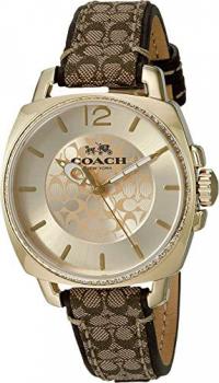 COACH Women&#39;s Boyfriend 34mm Signature Fabric Watch Gold/Khaki Watch