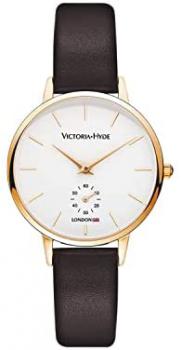 VICTORIA HYDE Fashion Elegant Women Watch with Clear White Dial Analog Quartz Detachable Genuine Leather Strap Stainless Steel Mesh Band