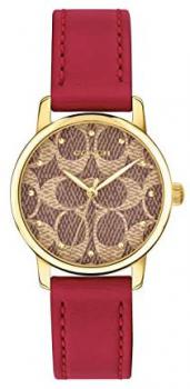 Coach 14503401 Brown Logo Dial Red Leather Strap Women&#39;s Watch