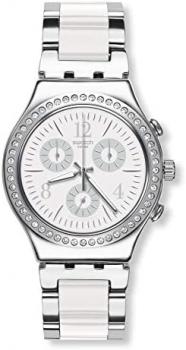 Swatch Womens Chronograph Quartz Watch with Stainless Steel Strap YCS119G