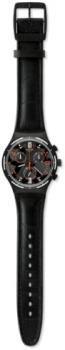 Swatch Men&#39;s Quartz Watch Classic Eruption YCB4023 with Leather Strap