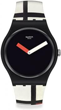 Swatch X Centre Pompidou New Gent SUOZ344 RED, BLUE AND WHITE watch by Piet Mondrian