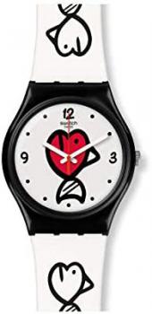 Swatch Womens Analogue Swiss Quartz Watch with Silicone Strap GB321
