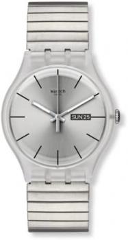 Swatch Mens Analogue Watch with Stainless Steel Strap SUOK700B