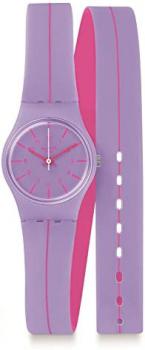 Swatch Women&#39;s Segue A Linha 25mm Purple Silicone Band Plastic Case Swiss Quartz Analog Watch LV118