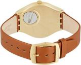 Swatch Womens Analogue Swiss Quartz Watch with Real Leather Strap SYXG104