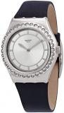 Swatch Womens Analogue Quartz Watch with Leather Strap YLS211