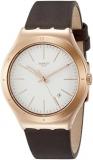 Swatch Men&#39;s Analogue Quartz Watch with Leather Strap YWG405