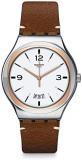 Swatch Mens Analogue Quartz Watch with Leather Strap YWS443
