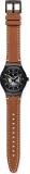 Swatch Mens Analogue Automatic Watch with Leather Strap YIB402