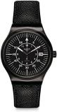 Swatch Men&#39;s Analogue Automatic Watch with Leather Strap YIB400