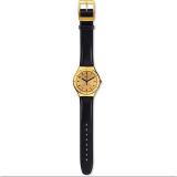 Swatch Unisex Analogue Quartz Watch with Leather Strap YGG105