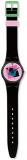 Swatch Women's 34mm Black Rubber Band Plastic Case Quartz Pink Dial Analog W...