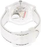 Swatch Women's 41mm White Silicone Band Plastic Case Swiss Quartz Silver-Tone Dial Analog Watch SUOK700C