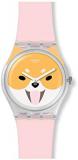 Swatch Womens Analogue Swiss Quartz Watch with Silicone Strap GE279