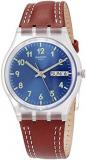 Swatch Men&#39;s Analogue Quartz Watch with Leather Strap GE709