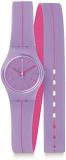 Swatch Women's Segue A Linha 25mm Purple Silicone Band Plastic Case Swiss Quartz Analog Watch LV118
