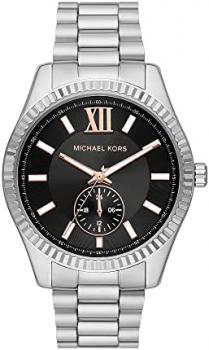 Michael Kors Watch for Men Lexington, Multifunction Movement, 45 mm Silver Stainless Steel Case with a Stainless Steel Strap, MK8946