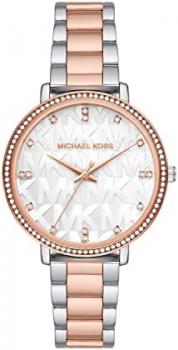 Michael Kors Watch for Women Pyper, Three Hand Movement, 38 mm Silver Alloy Case with a Alloy Strap, MK4667