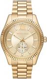 Michael Kors Watch for Men Lexington, Multifunction Movement, 45 mm Gold Stainless Steel Case with a Stainless Steel Strap, MK8947