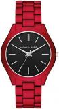 Michael Kors - Slim Runway Analogue Quartz Watch with Red Stainless Steel Strap ...