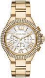 Michael Kors Watch for Women Camille, Chronograph Movement, 43 mm Gold Stainless Steel Case with a Stainless Steel Strap, MK6994