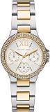 Michael Kors Watch for Women Camille, Multifunction Movement, 33 mm Silver/gold Stainless Steel Case with a Stainless Steel Strap, MK6982