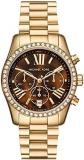Michael Kors Watch for Women Lexington, Chronograph Movement, 38 mm Gold Stainless Steel Case with a Stainless Steel Strap, MK7276