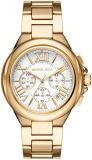Michael Kors Watch for Women Camille, Chronograph Movement, 43 mm Gold Stainless Steel Case with a Stainless Steel Strap, MK7270