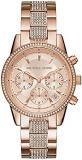 Michael Kors Watch for Women Ritz, Quartz Chronograph Movement, 37 mm Rose Gold Stainless Steel Case with a Stainless Steel Strap, MK6485
