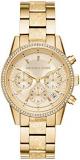 Michael Kors Watch for Women Ritz, Quartz Chronograph Movement, 37 mm Gold Stainless Steel Case with a Stainless Steel Strap, MK6597
