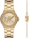 Michael Kors Watch for Women Lennox, Three Hand Movement, 37 mm Gold Stainless Steel Case with a Stainless Steel Strap, MK1062SET