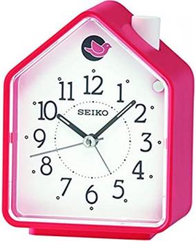 Seiko Analogue Alarm Clock QHE002R Bird House Red