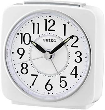 Seiko QHE140W Unisex Analogue Alarm Clock Plastic White